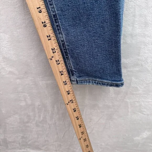 Agolde Nico Jeans Womens 27 (32x25) Blue High Rise Slim Straight Leg Distressed - Picture 4 of 10